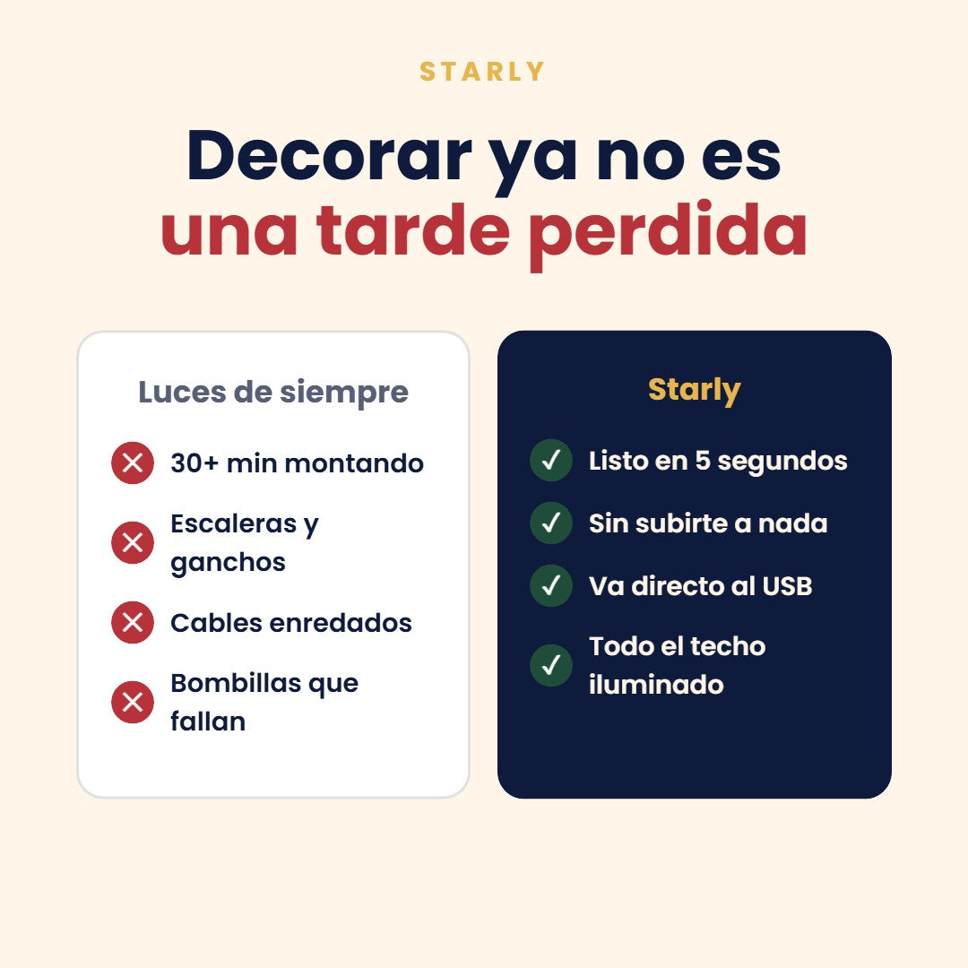 Starly frente a las luces de Navidad de siempre
